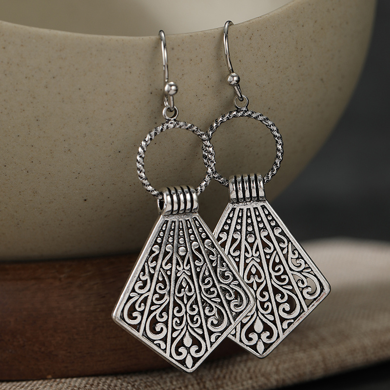 Women's Vintage Hollow Pattern Carved Ear Hook Earrings